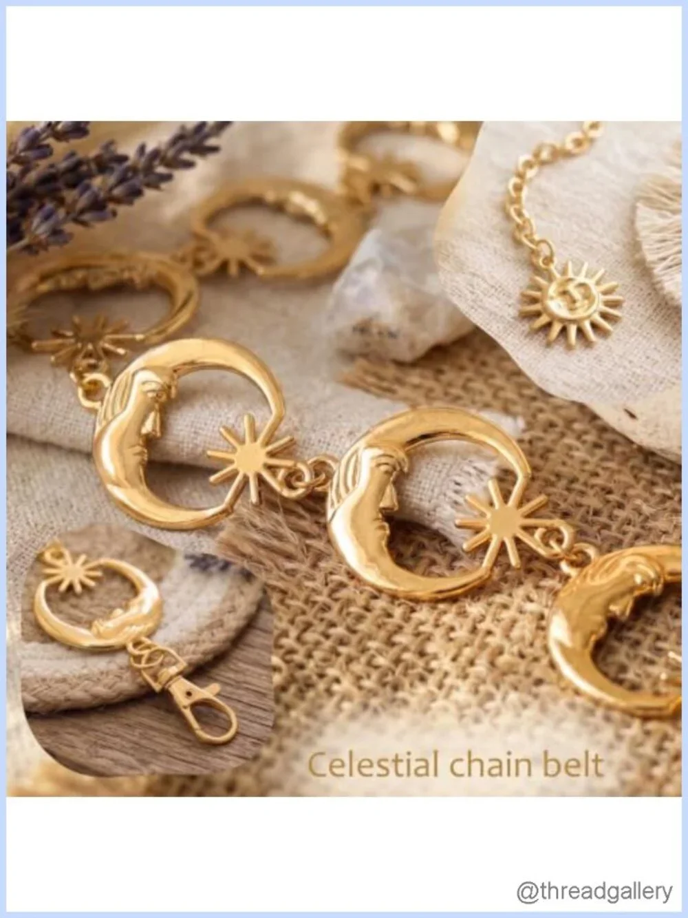 Celestial Moon Star Chain Belt Adjustable Alloy Link Waist Chain